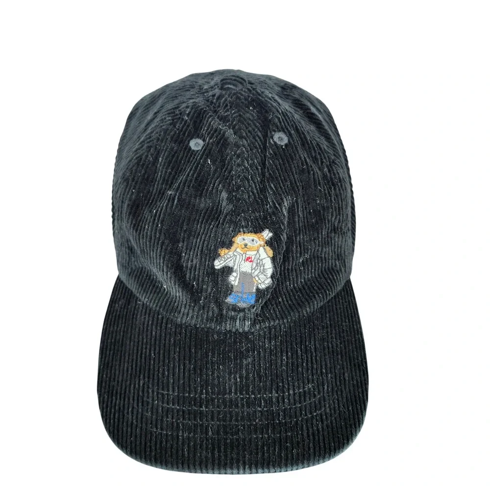 Polo Ralph Lauren Black Corduroy Polo Bear Scientist Hat Adjustable Youth 8-20